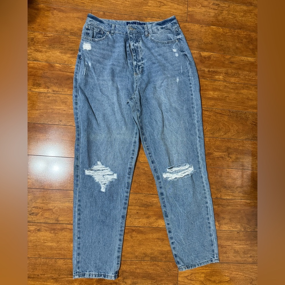 Distressed Blue Jeans